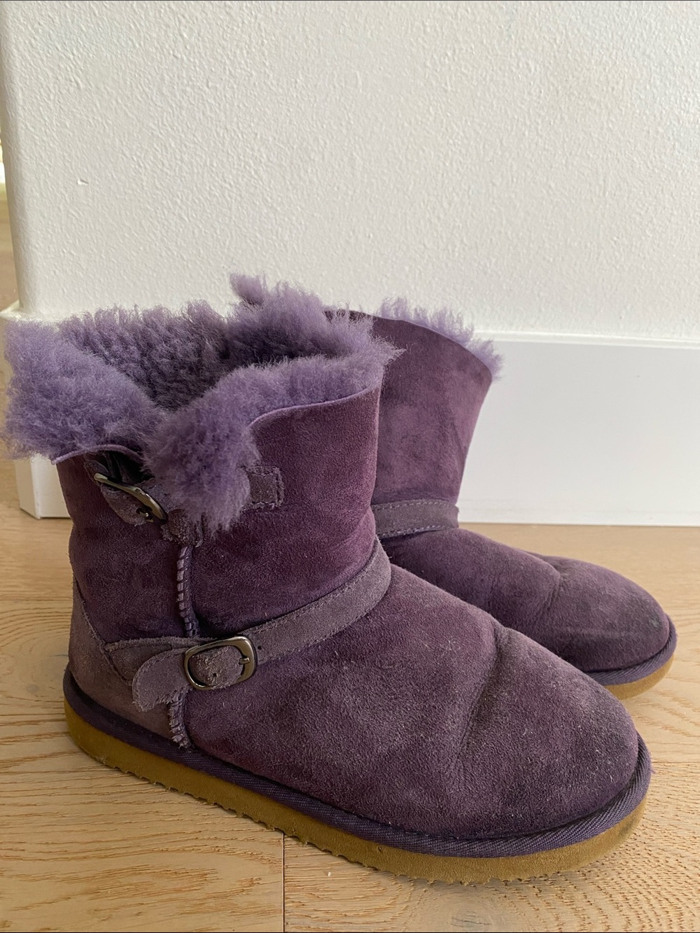 UGG Purple Suede Shearling Ankle Boots